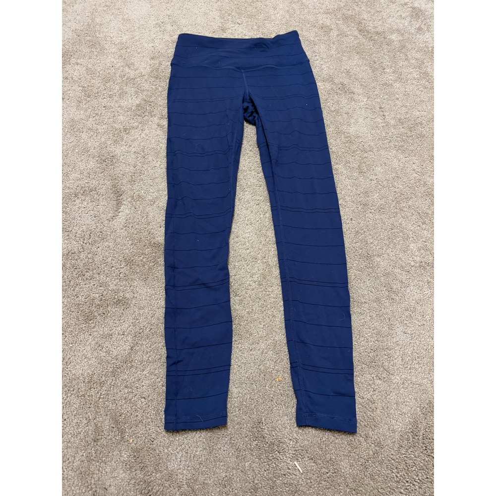 Prana Leggings Womens Small Blue Excellent Yoga Striped Activewear Tights
